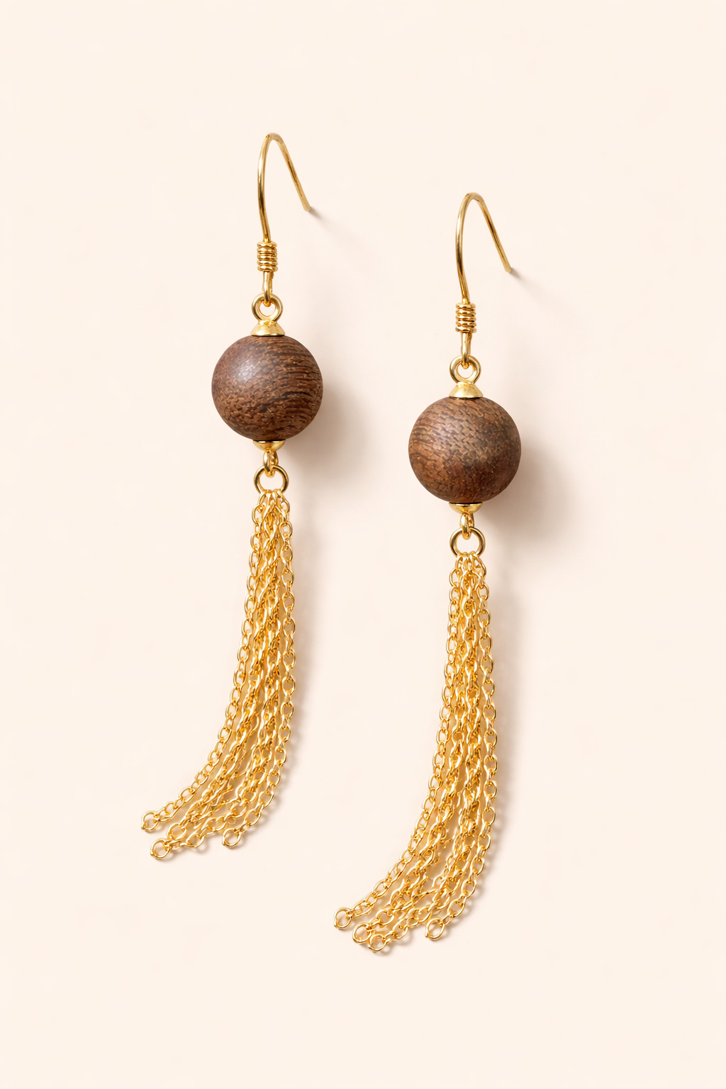 Natural Agarwood Tassel Drop Earrings