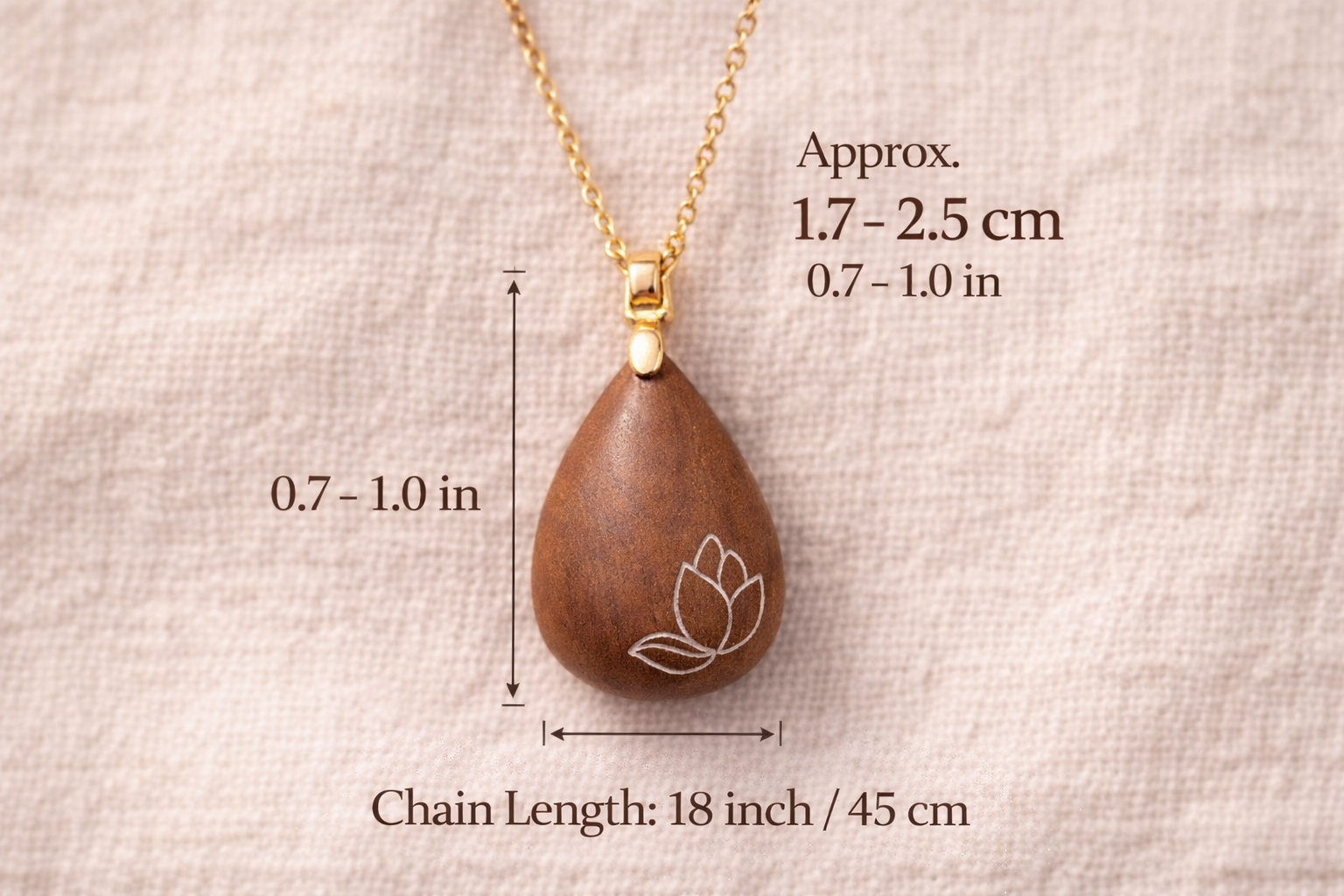 Natural Sandalwood Lotus Pendant Necklace